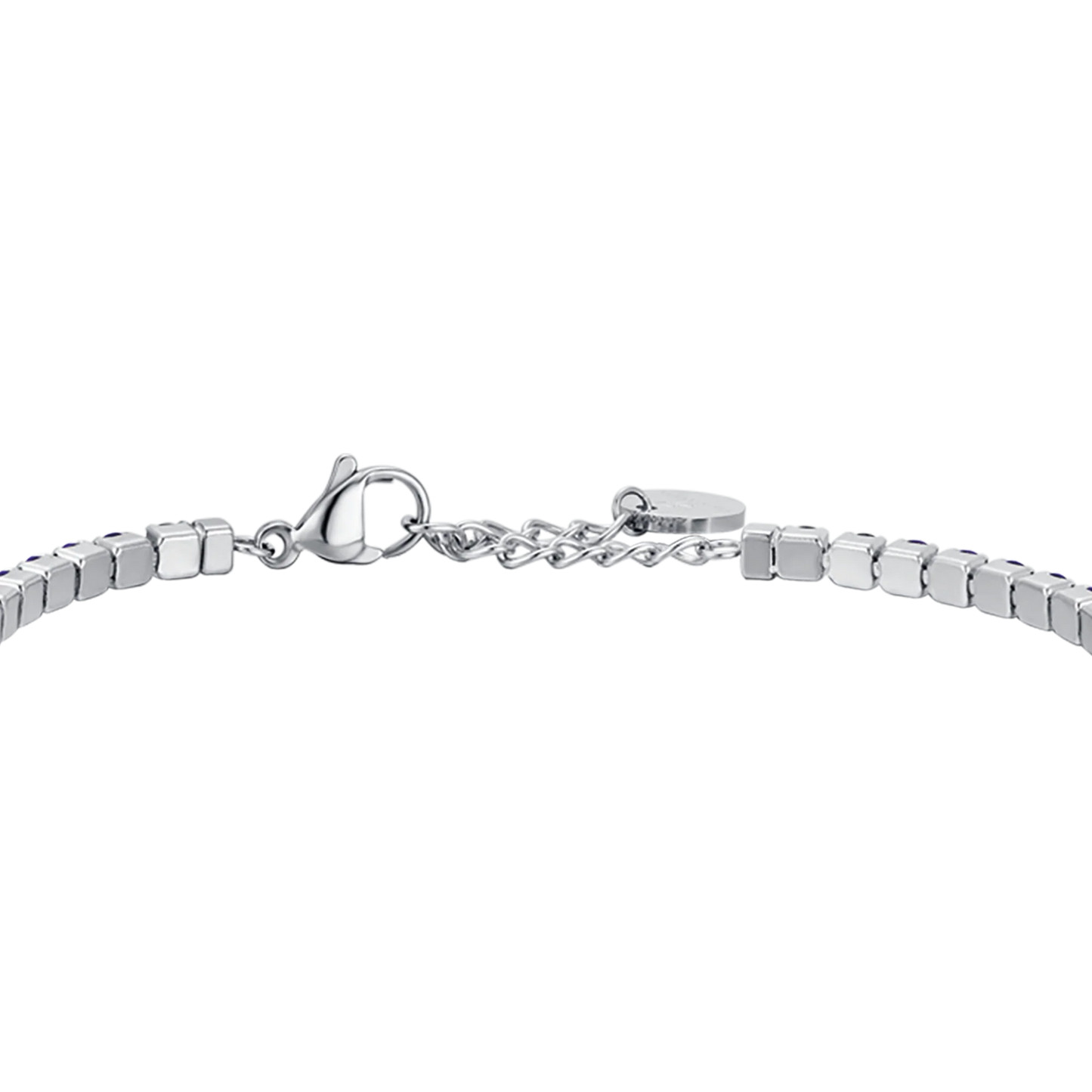 LUCA BARRA -  BRACCIALE UOMO IN ACCIAIO CON PIETRE NERE