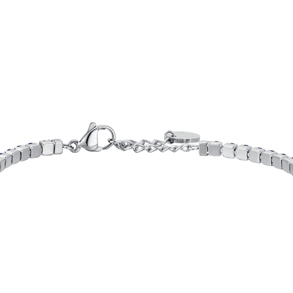 LUCA BARRA -  BRACCIALE UOMO IN ACCIAIO CON PIETRE NERE