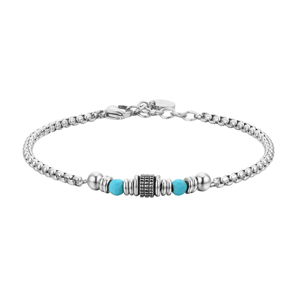 LUCA BARRA - BRACCIALE UOMO IN ACCIAIO PIETRE TURCHESI