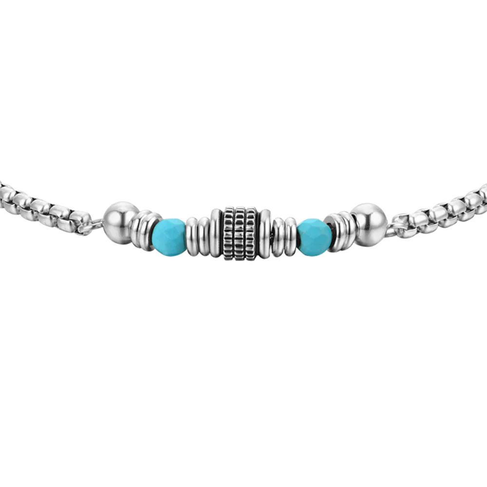 LUCA BARRA - BRACCIALE UOMO IN ACCIAIO PIETRE TURCHESI