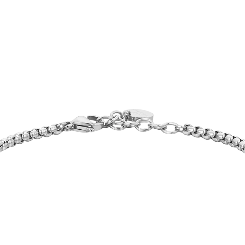 LUCA BARRA - BRACCIALE UOMO IN ACCIAIO PIETRE OCCHIO DI TIGRE