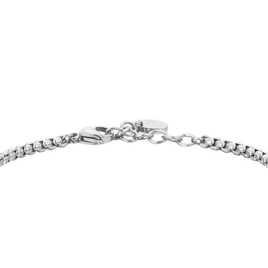 LUCA BARRA - BRACCIALE UOMO IN ACCIAIO PIETRE OCCHIO DI TIGRE