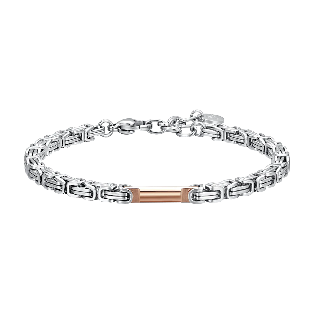 LUCA BARRA - BRACCIALE UOMO IN ACCIAIO ELEMENTO IP ROSE