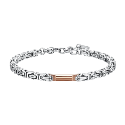 LUCA BARRA - BRACCIALE UOMO IN ACCIAIO ELEMENTO IP ROSE