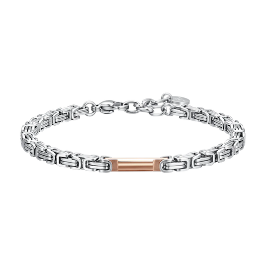 LUCA BARRA - BRACCIALE UOMO IN ACCIAIO ELEMENTO IP ROSE