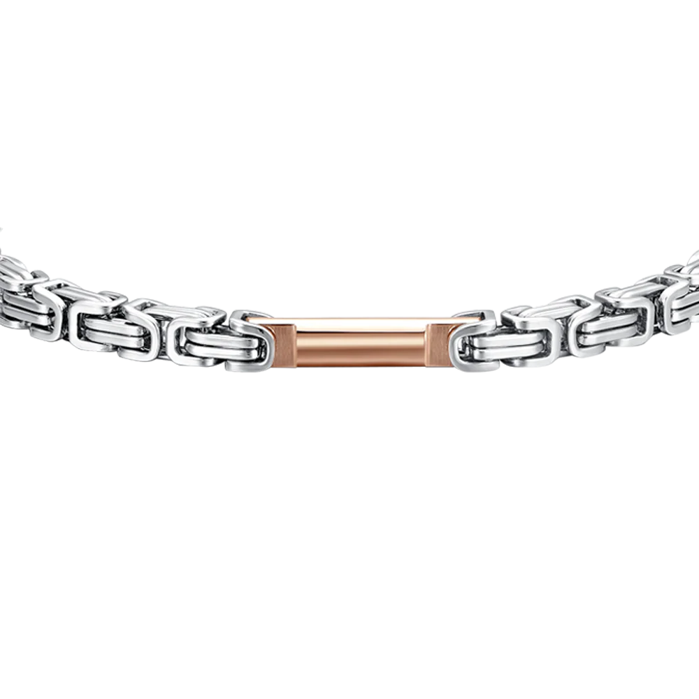 LUCA BARRA - BRACCIALE UOMO IN ACCIAIO ELEMENTO IP ROSE