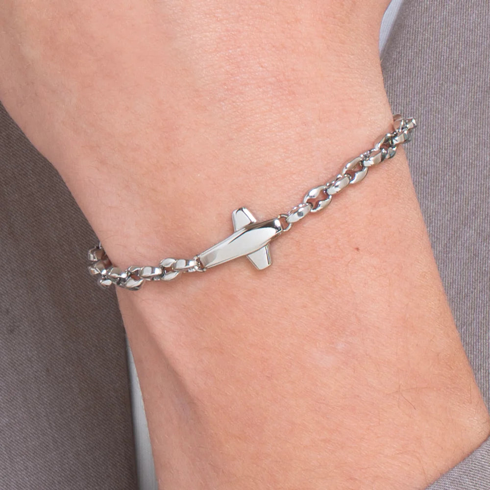 LUCA BARRA - BRACCIALE UOMO IN ACCIAIO CON CROCE