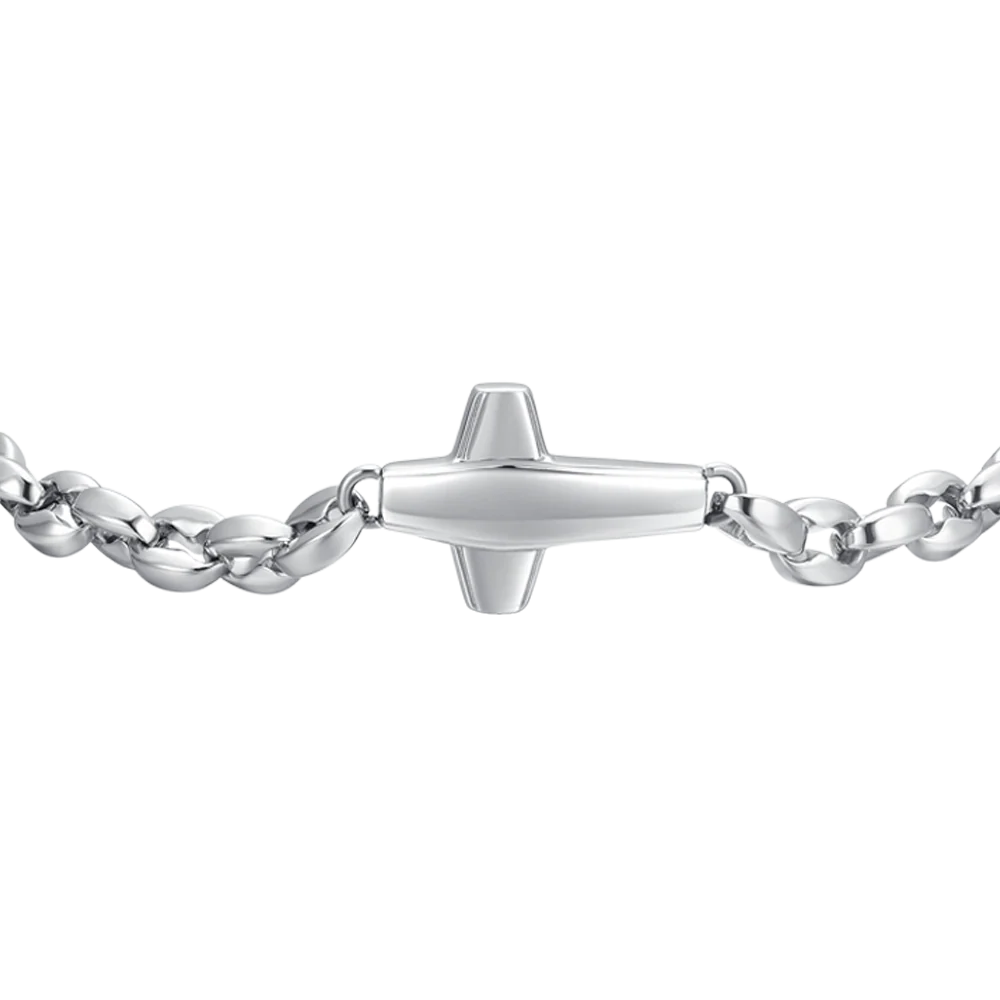 LUCA BARRA - BRACCIALE UOMO IN ACCIAIO CON CROCE