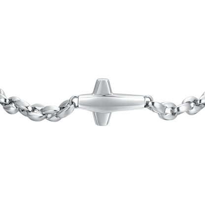 LUCA BARRA - BRACCIALE UOMO IN ACCIAIO CON CROCE