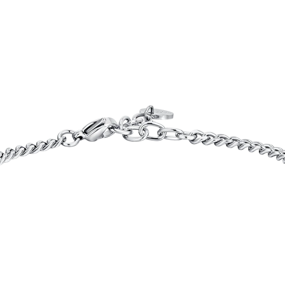 LUCA BARRA - BRACCIALE UOMO IN ACCIAIO CROCE E ZIRCONE NERO
