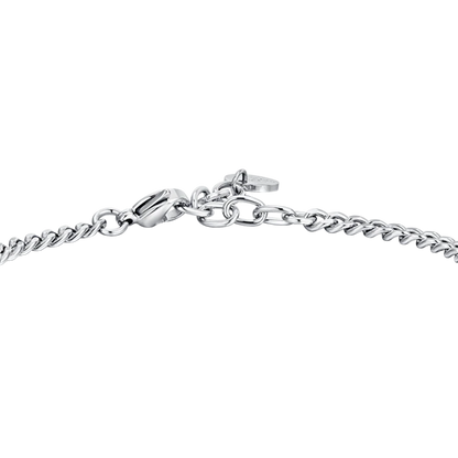 LUCA BARRA - BRACCIALE UOMO IN ACCIAIO CROCE E ZIRCONE NERO