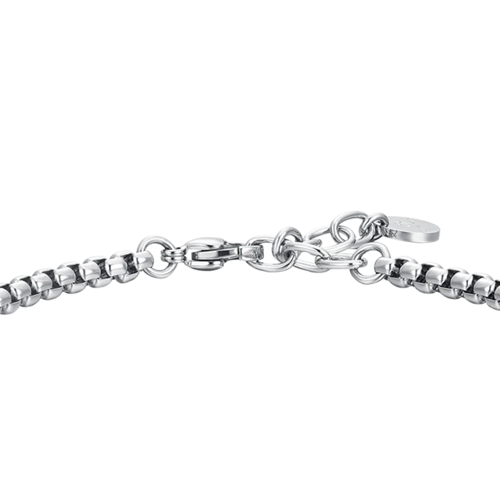 LUCA BARRA - BRACCIALE UOMO IN ACCIAIO PIASTRA E ZIRCONE