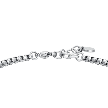 LUCA BARRA - BRACCIALE UOMO IN ACCIAIO PIASTRA E ZIRCONE
