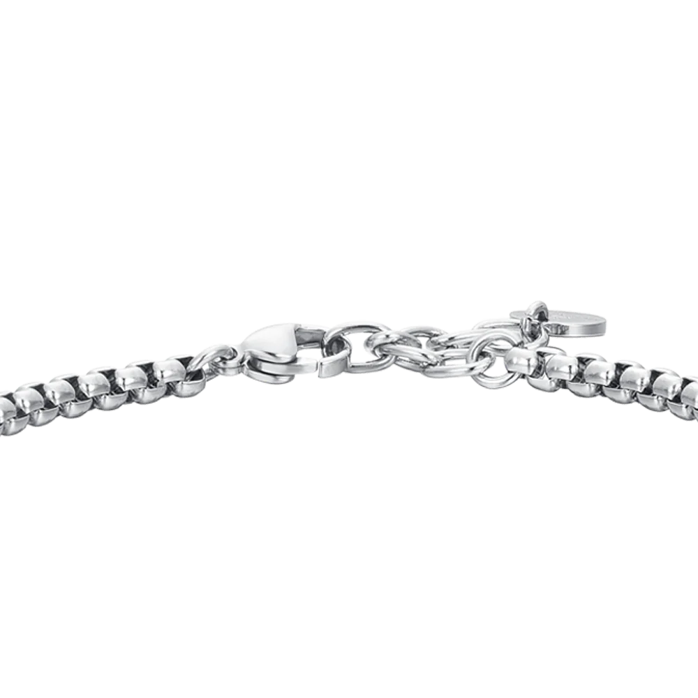 LUCA BARRA - BRACCIALE UOMO IN ACCIAIO ELEMENTI IP NERO E ZIRCONE