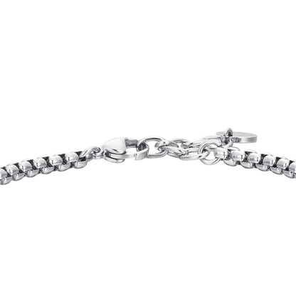 LUCA BARRA - BRACCIALE UOMO IN ACCIAIO ELEMENTI IP NERO E ZIRCONE