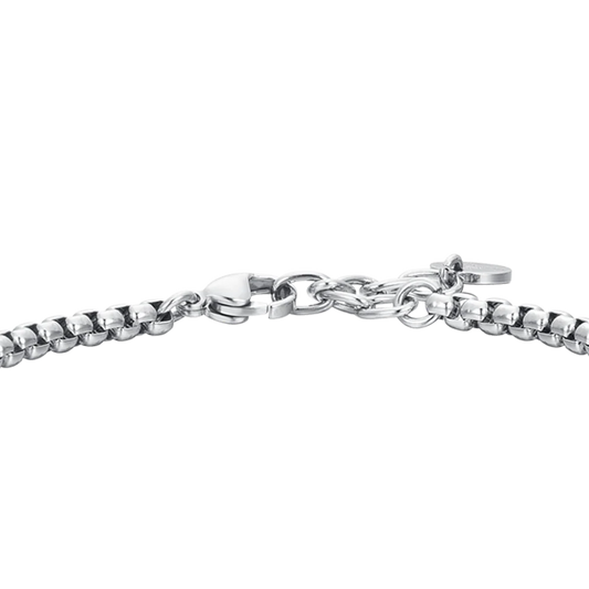 LUCA BARRA - BRACCIALE UOMO IN ACCIAIO ELEMENTI IP NERO E ZIRCONE