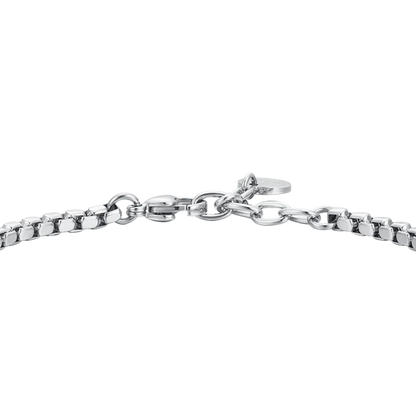 LUCA BARRA - BRACCIALE UOMO IN ACCIAIO PIASTRA E ZIRCONI BLU