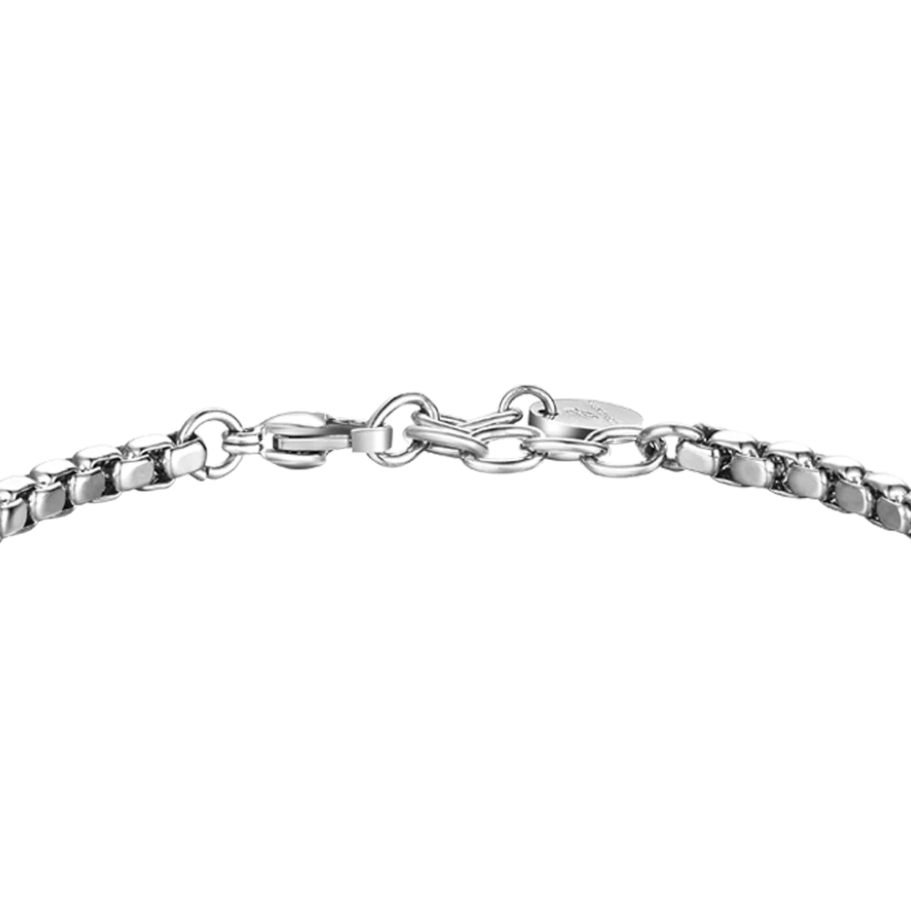 LUCA BARRA - BRACCIALE UOMO IN ACCIAIO, PIASTRA CON ELEMENTO IP NERO