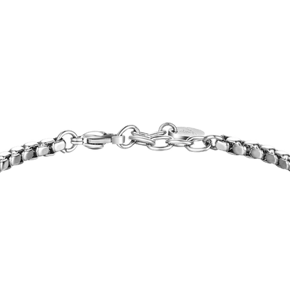 LUCA BARRA - BRACCIALE UOMO IN ACCIAIO, PIASTRA CON ELEMENTO IP NERO