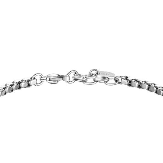 LUCA BARRA - BRACCIALE UOMO IN ACCIAIO, PIASTRA CON ELEMENTO IP NERO