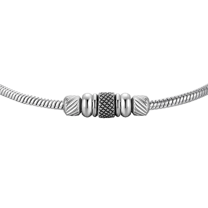 LUCA BARRA - BRACCIALE UOMO IN ACCIAIO CON ELEMENTO CON SMALTO NERO