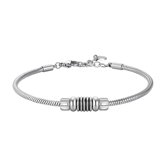 LUCA BARRA -BRACCIALE UOMO IN ACCIAIO CON ELEMENTO CON SMALTO NERO