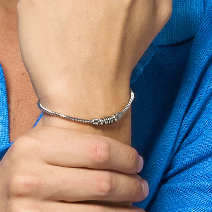 LUCA BARRA -BRACCIALE UOMO IN ACCIAIO CON ELEMENTO CON SMALTO NERO