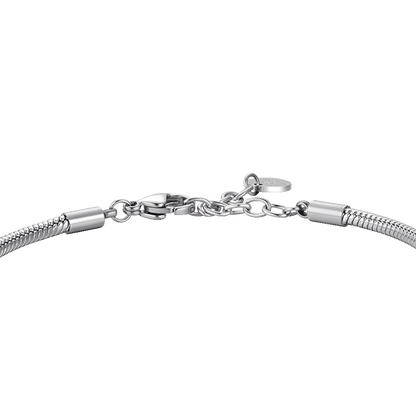 LUCA BARRA -BRACCIALE UOMO IN ACCIAIO CON ELEMENTO CON SMALTO NERO