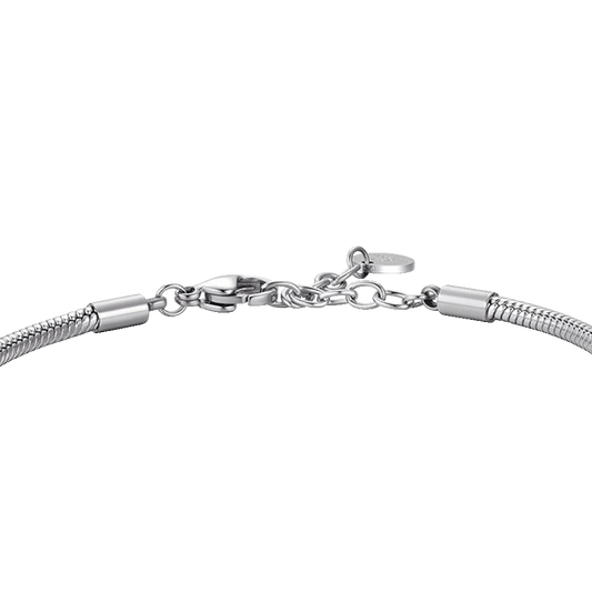 LUCA BARRA -BRACCIALE UOMO IN ACCIAIO CON ELEMENTO CON SMALTO NERO