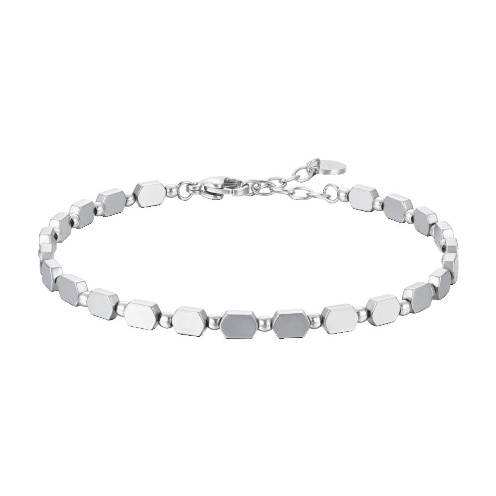 LUCA BARRA - BRACCIALE UOMO IN ACCIAIO CON EMATITE SILVER