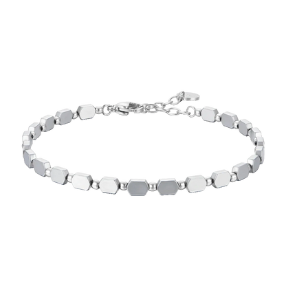 LUCA BARRA - BRACCIALE UOMO IN ACCIAIO CON EMATITE SILVER