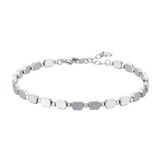 LUCA BARRA - BRACCIALE UOMO IN ACCIAIO CON EMATITE SILVER