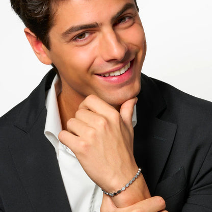 LUCA BARRA - BRACCIALE UOMO IN ACCIAIO CON EMATITE SILVER