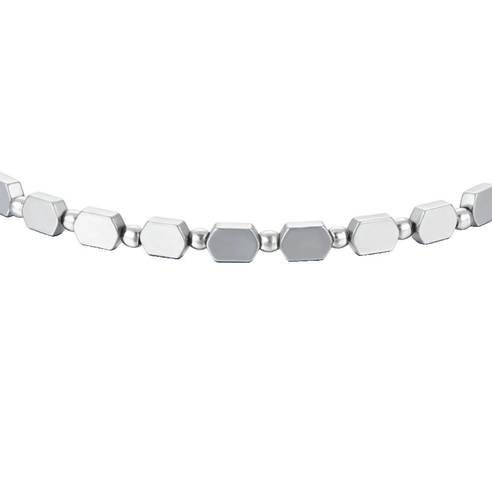 LUCA BARRA - BRACCIALE UOMO IN ACCIAIO CON EMATITE SILVER