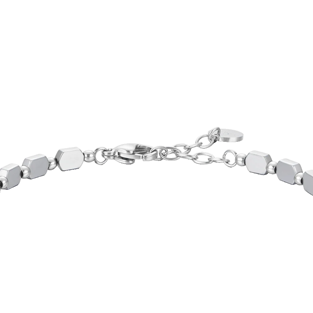 LUCA BARRA - BRACCIALE UOMO IN ACCIAIO CON EMATITE SILVER
