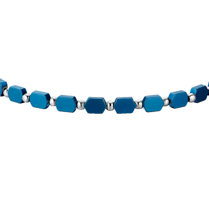 LUCA BARRA - BRACCIALE UOMO IN ACCIAIO CON EMATITE BLU