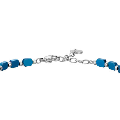 LUCA BARRA - BRACCIALE UOMO IN ACCIAIO CON EMATITE BLU