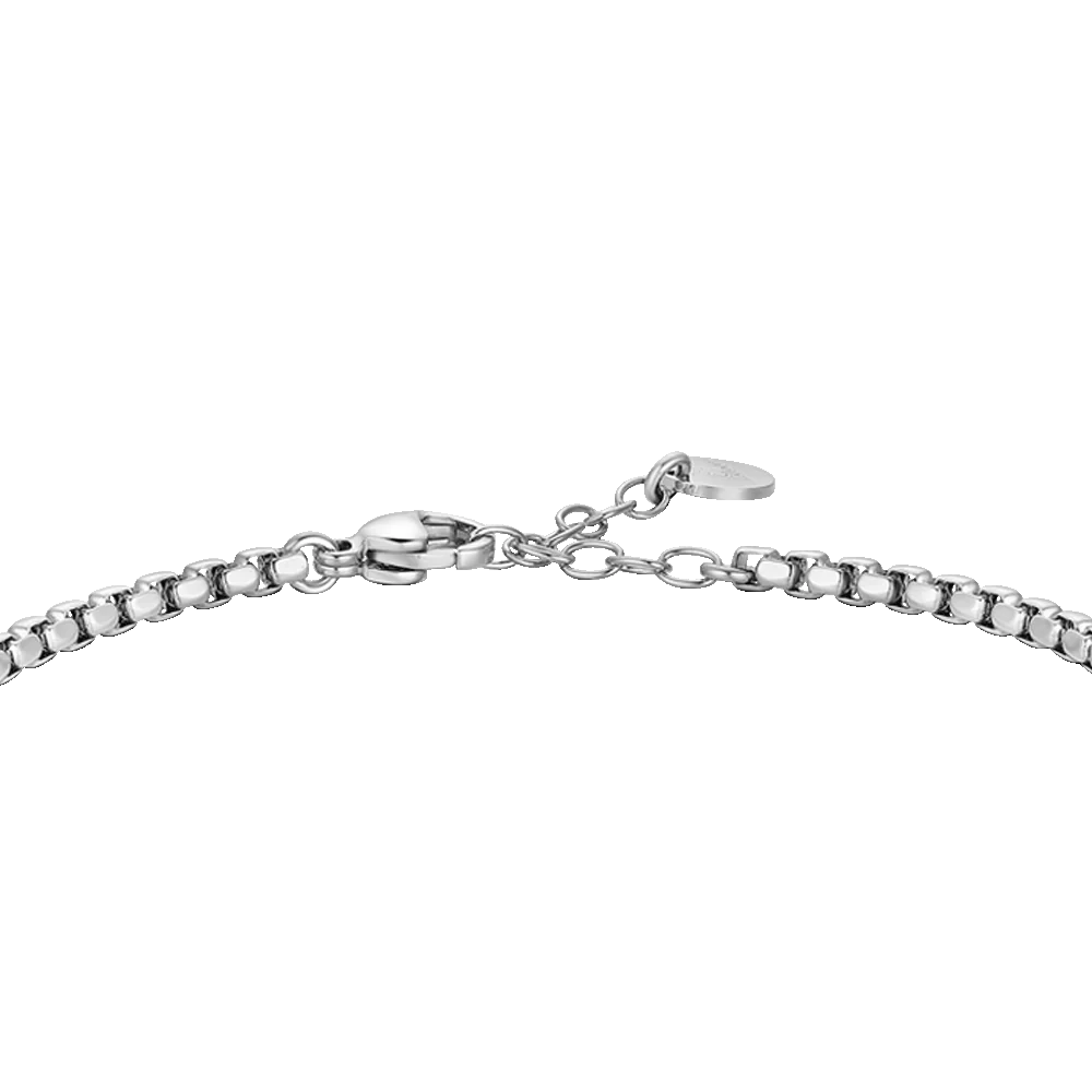 LUCA BARRA - BRACCIALE TENNIS UOMO IN ACCIAIO CON ROSA DEI VENTI IP ROSE E ZIRCONI NERI