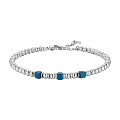 LUCA BARRA - BRACCIALE UOMO IN ACCIAIO CON ELEMENTI IN EMATITE BLU