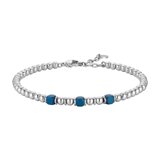 LUCA BARRA - BRACCIALE UOMO IN ACCIAIO CON ELEMENTI IN EMATITE BLU