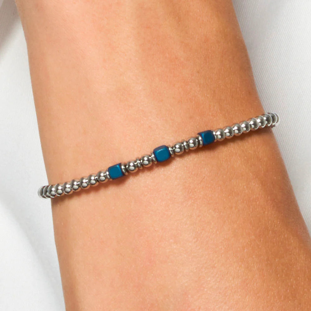 LUCA BARRA - BRACCIALE UOMO IN ACCIAIO CON ELEMENTI IN EMATITE BLU