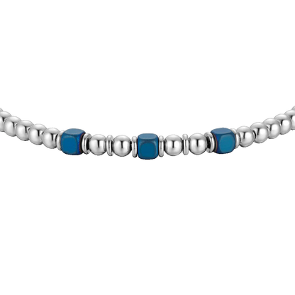LUCA BARRA - BRACCIALE UOMO IN ACCIAIO CON ELEMENTI IN EMATITE BLU
