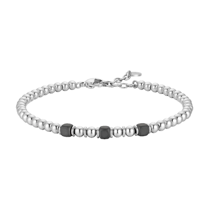LUCA BARRA - BRACCIALE UOMO IN ACCIAIO CON ELEMENTI IN EMATITE GRIGIA