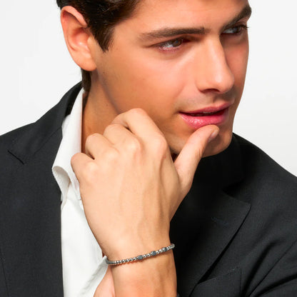 LUCA BARRA - BRACCIALE UOMO IN ACCIAIO CON ELEMENTI IN EMATITE GRIGIA