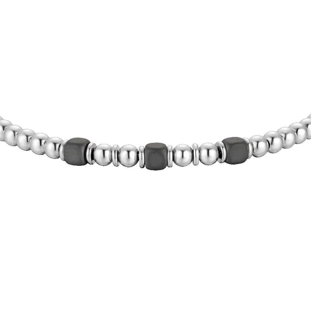 LUCA BARRA - BRACCIALE UOMO IN ACCIAIO CON ELEMENTI IN EMATITE GRIGIA