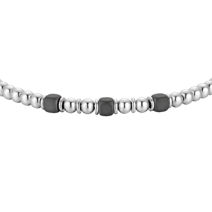LUCA BARRA - BRACCIALE UOMO IN ACCIAIO CON ELEMENTI IN EMATITE GRIGIA