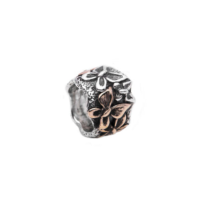 NEMORIS - ANELLO FASCIA CON FARFALLE IN BRONZO E ARGENTO