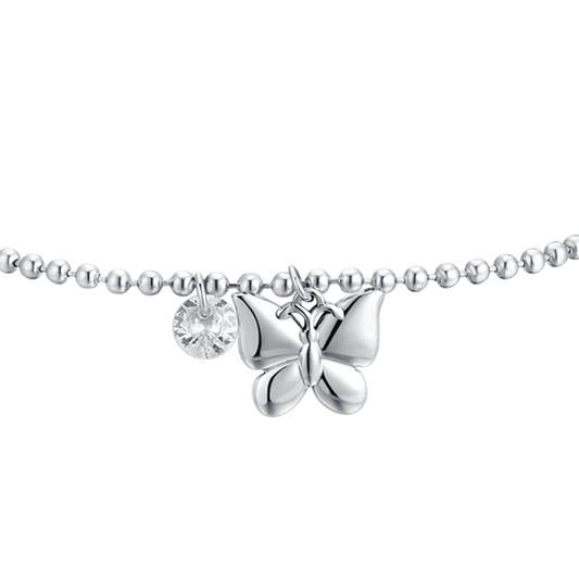 LUCA BARRA - BRACCIALE DONN IN ACCIAIO FARFALLA E ZIRCONE