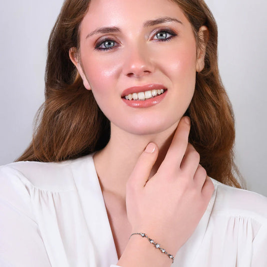 LUCA BARRA - BRACCIALE DONNA CON STELLE E ZIRCONI BIANCHI