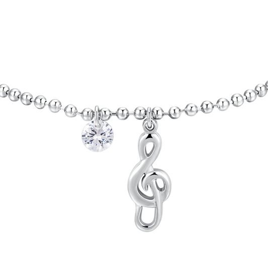 LUCA BARRA - BRACCIALE DONNA IN ACCIAIO CON NOTA MUSICALE E ZIRCONE BIANCO